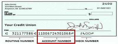 What information is needed for direct deposit or electronic withdrawal find on check