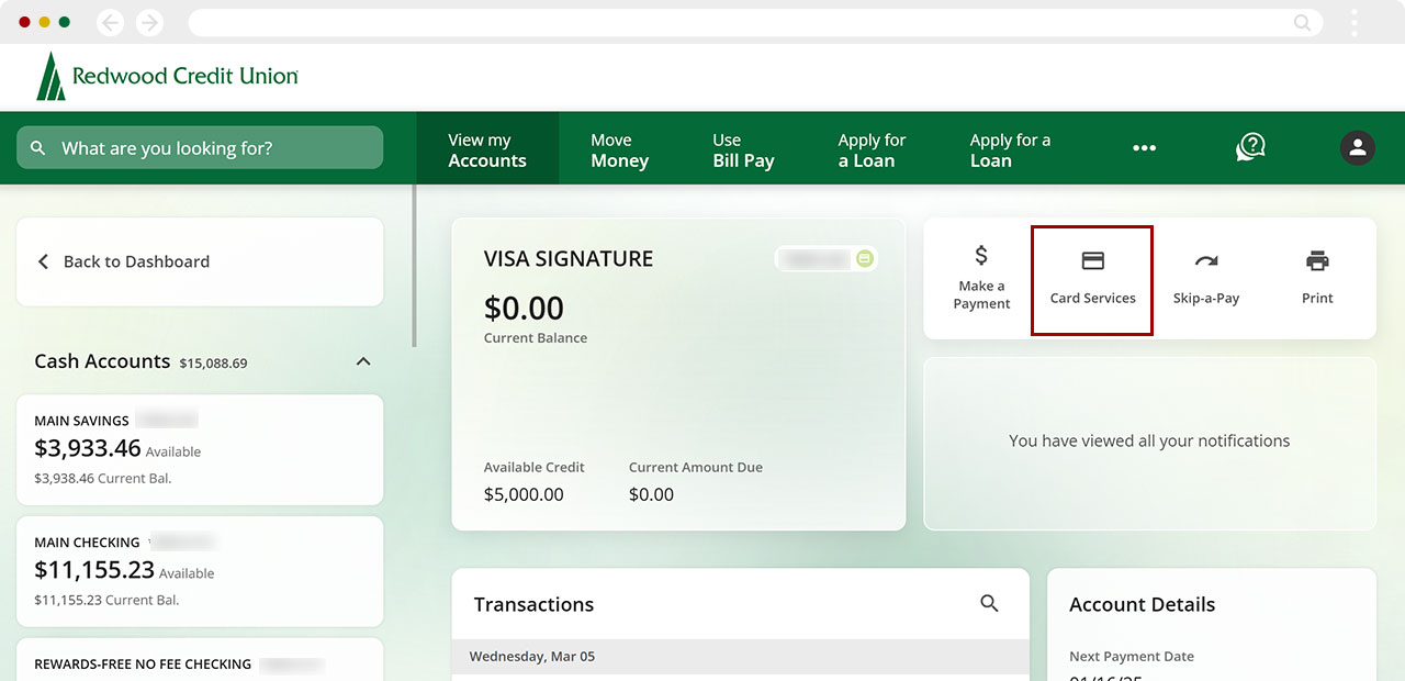 Changing my credit/debit card PIN desktop step 2
