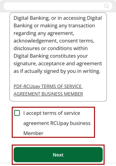 One-time RCUpay on mobile, step 4
