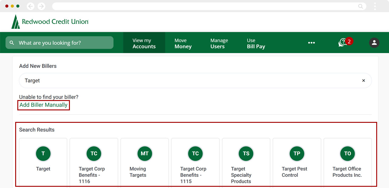 Bill Center: How to add a new biller desktop step 3