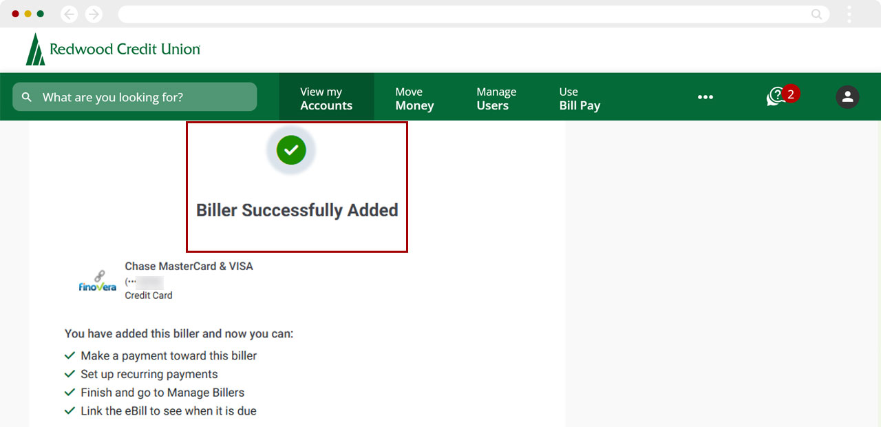 Bill Center: How to add a new biller desktop step 5