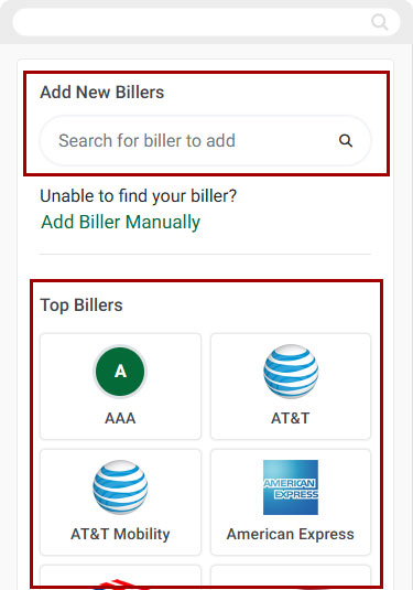 Bill Center: How to add a new biller mobile step 3