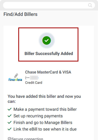 Bill Center: How to add a new biller mobile step 6