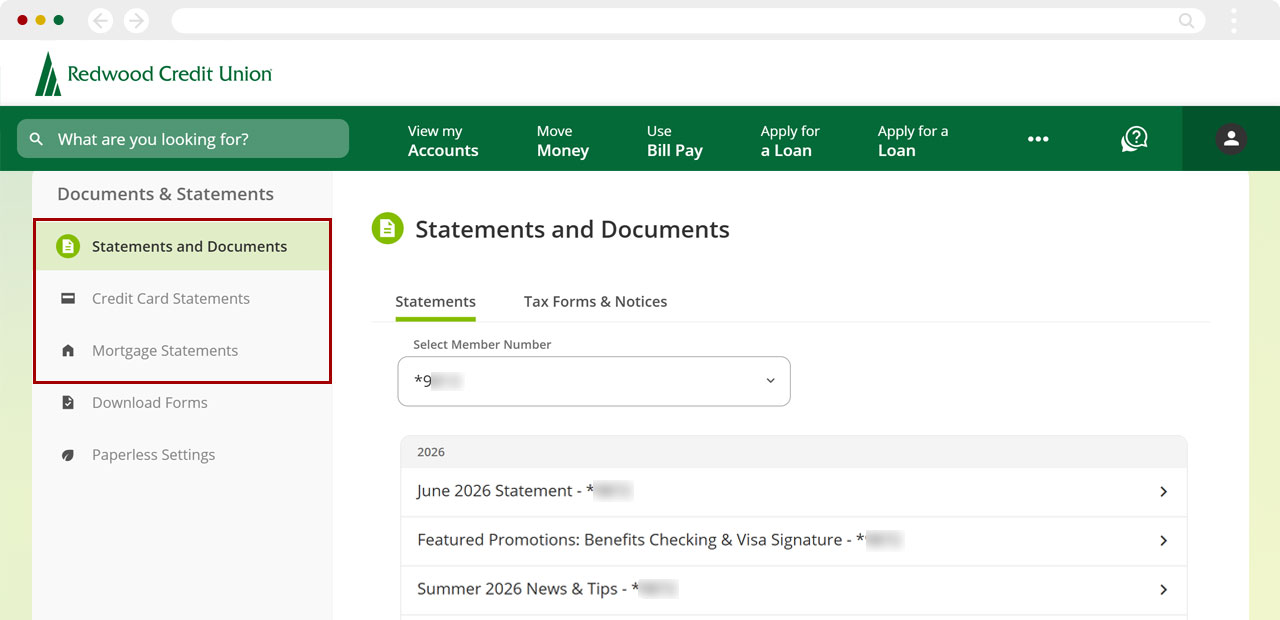 View eStatements in desktop, step 2
