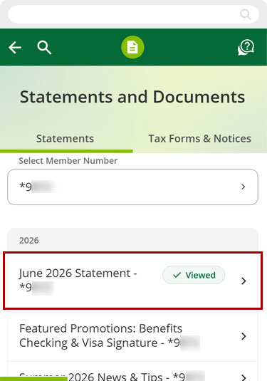 View eStatements in mobile, step 5