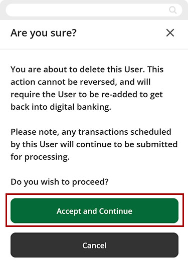 How to delete a User Mobile step 5