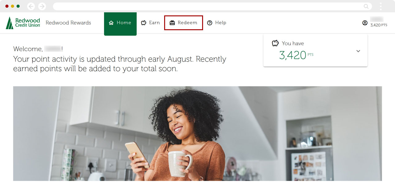 Redwood Rewards redeem cashback desktop step 7