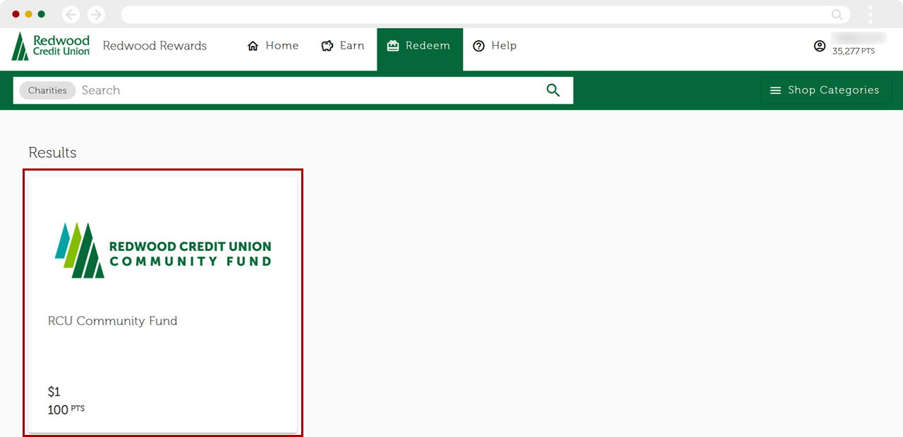 Redwood Rewards redeem cashback mobile step 2
