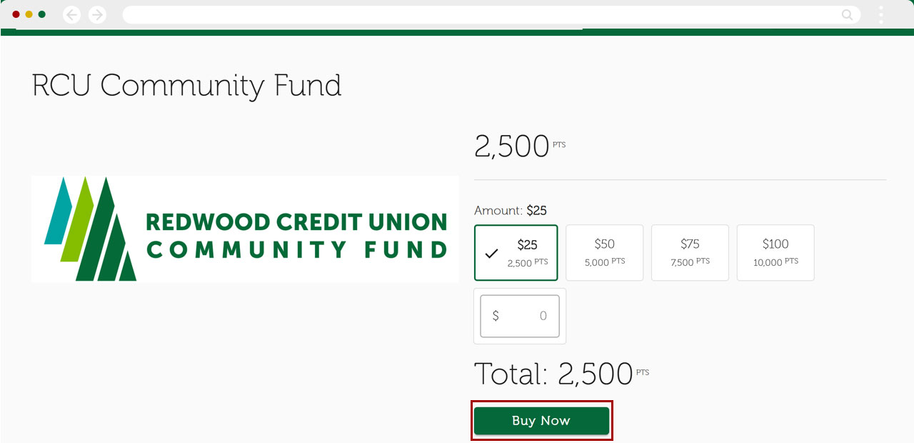 Redwood Rewards redeem cashback desktop step 2