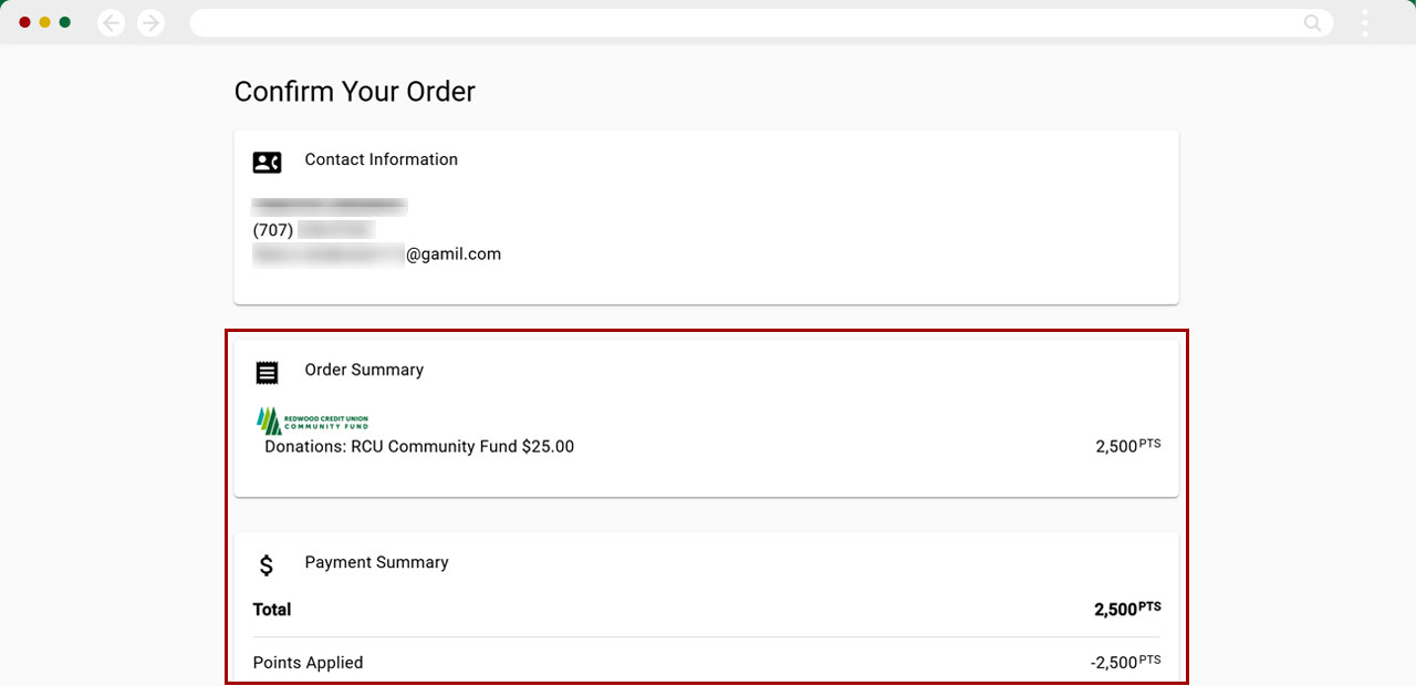 Redwood Rewards redeem cashback desktop step 6