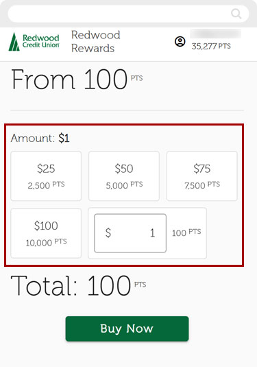 Redwood Rewards redeem cashback mobile step 4