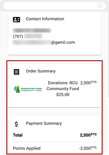 Redwood Rewards redeem cashback mobile step 6