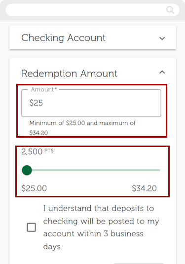 Redwood Rewards redeem cashback mobile step 6