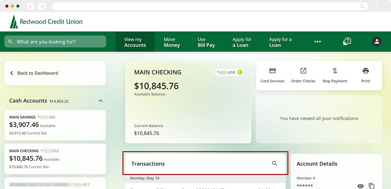 Recategorizing transactions in the account list on desktop, step 2