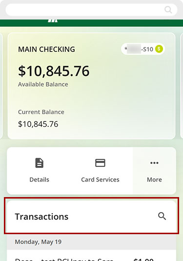 Recategorizing transactions in the account list in mobile, step 2