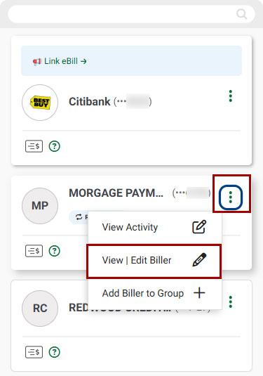 Bill Center: How to Update a Biller mobile step 4