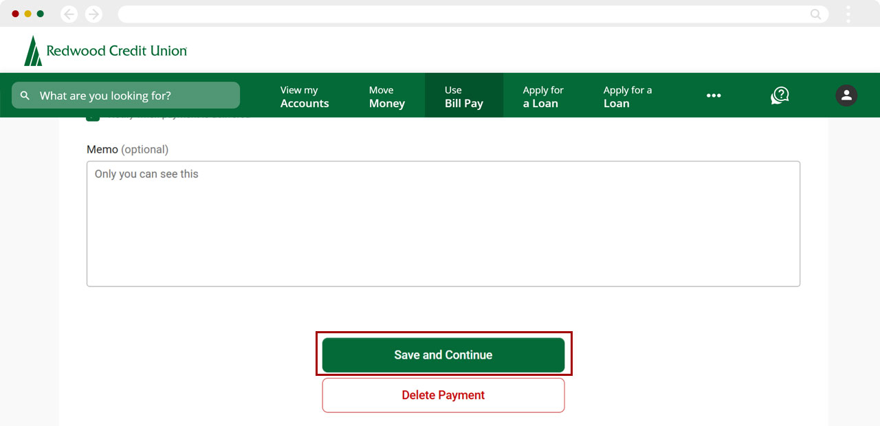 Edit recurring payment on desktop, step 4