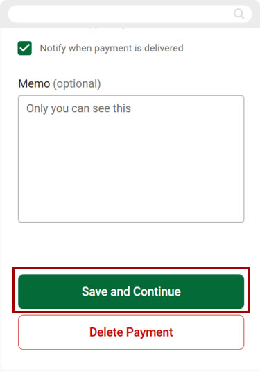 Edit recurring payment in mobile, step 7