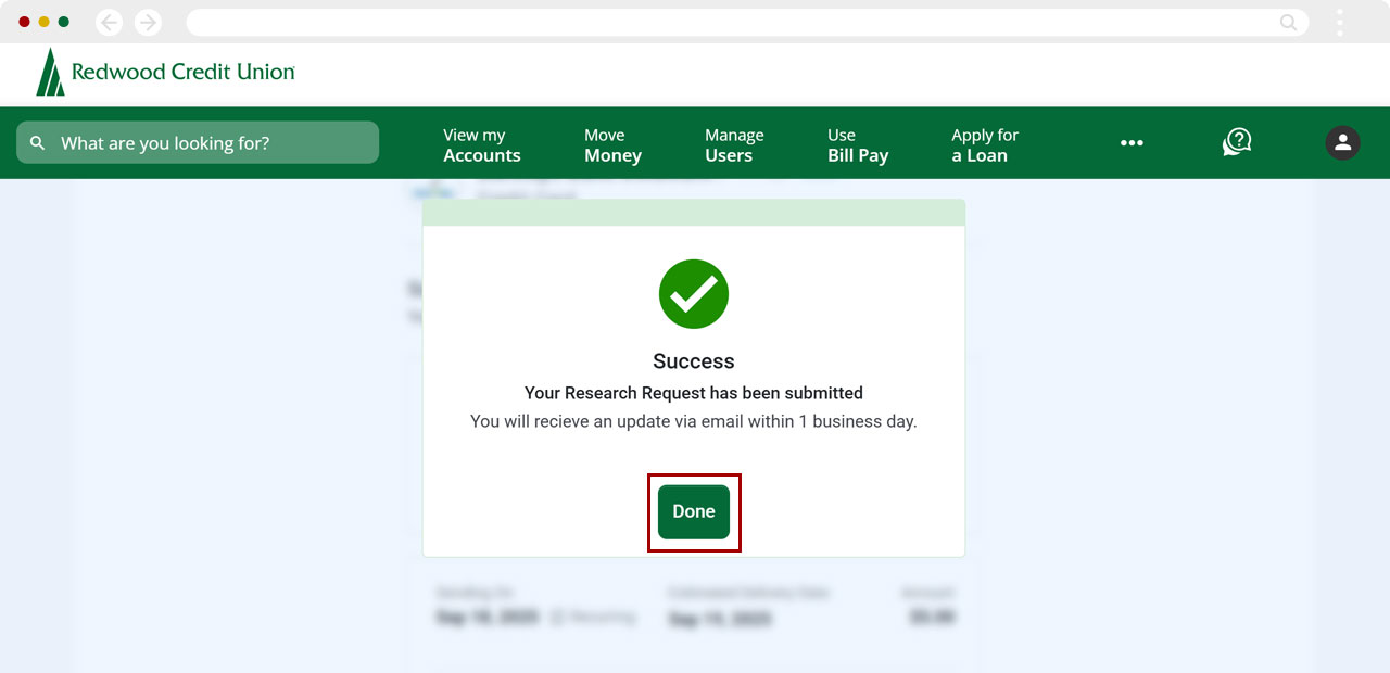 Bill Center: How to Submit a Research Request desktop step 14