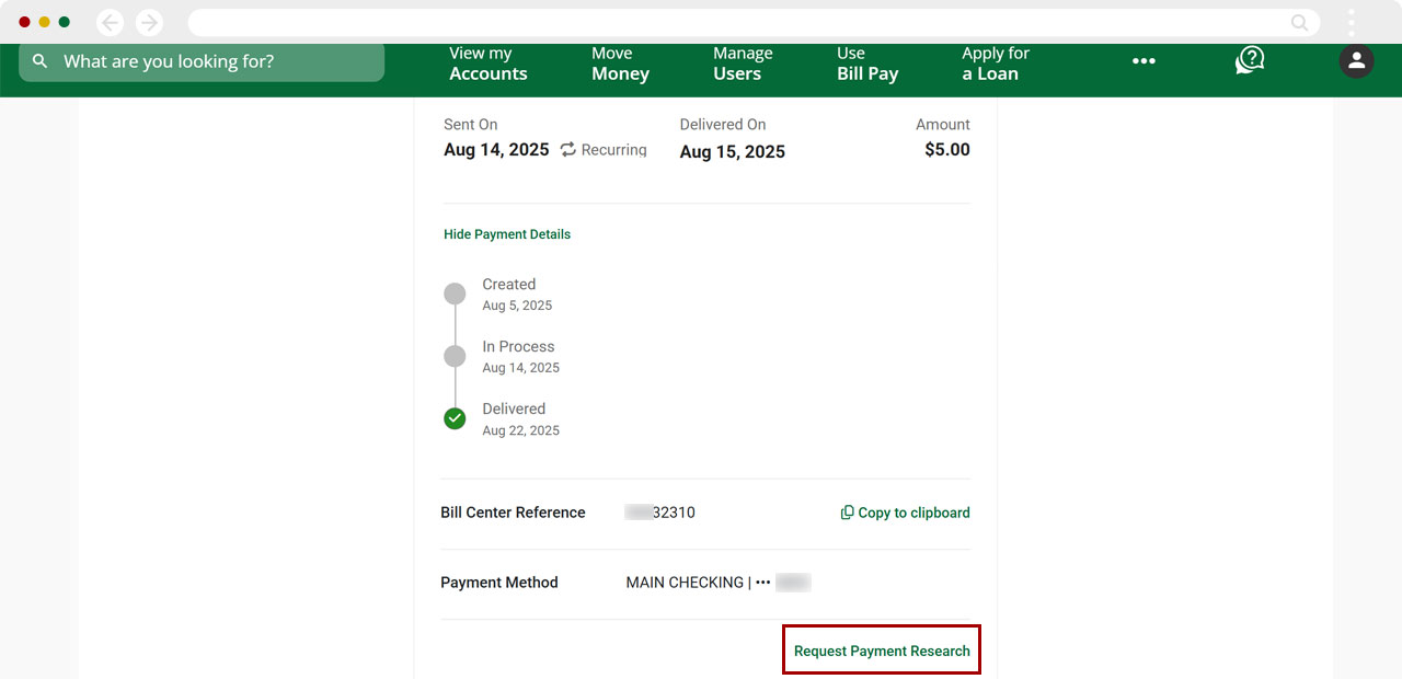 Bill Center: How to Submit a Research Request desktop step 6