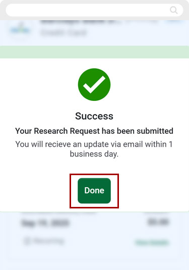 Bill Center: How to Submit a Research Request mobile step 16