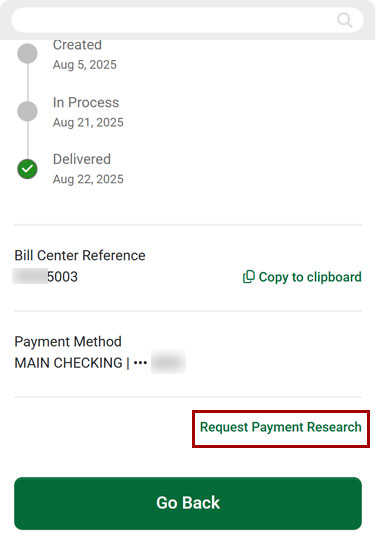 Bill Center: How to Submit a Research Request mobile step 8