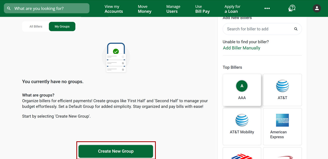 Bill Center: How to create a group desktop step 3