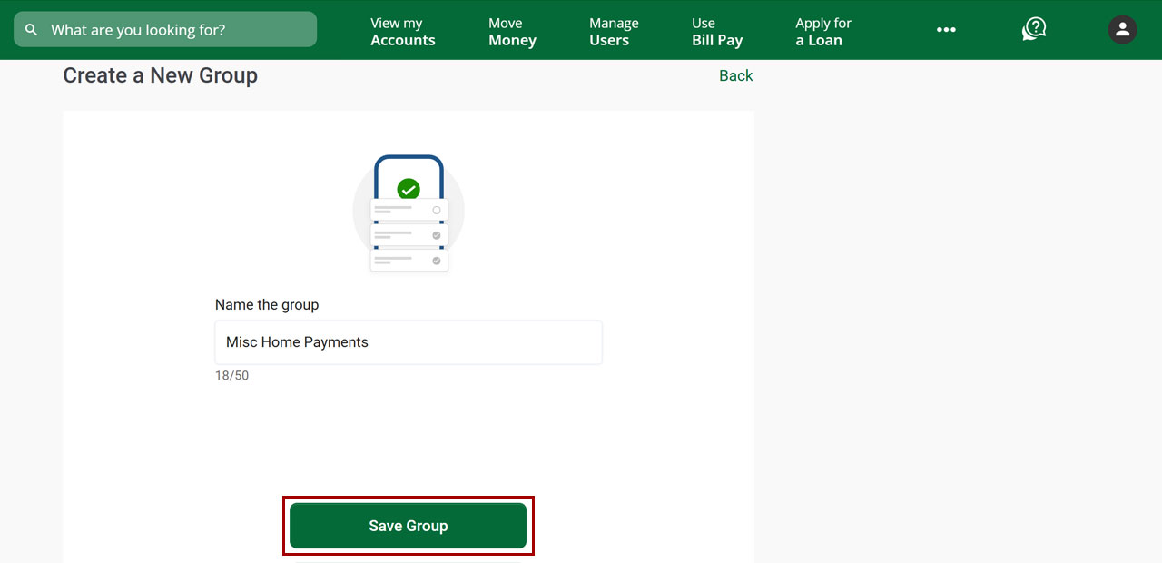 Bill Center: How to create a group desktop step 7
