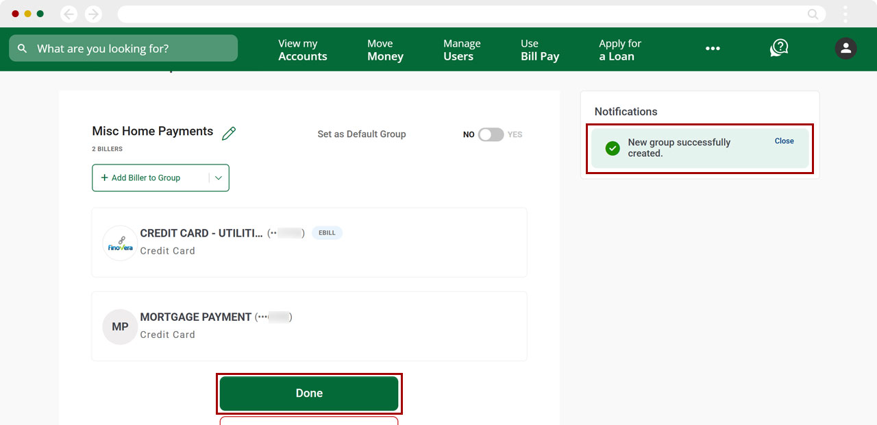 Bill Center: How to create a group desktop step 8