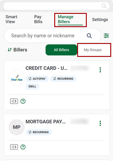 Bill Center: How to create a group mobile step 2