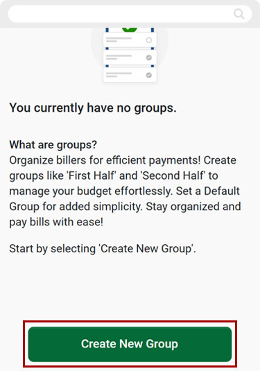 Bill Center: How to create a group mobile step 3