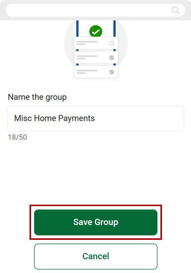 Bill Center: How to create a group mobile step 7