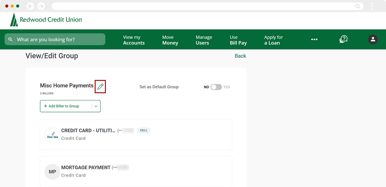 Bill Center: How to edit a group desktop step 4