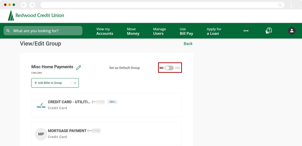 Bill Center: How to edit a group desktop step 5