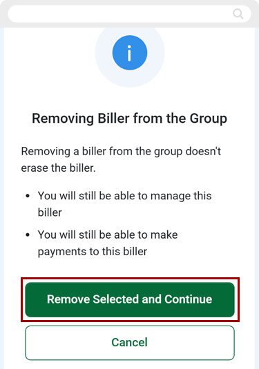 Bill Center: How to edit a group mobile step