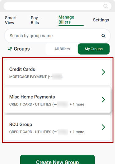 Bill Center: How to delete a group mobile step 4