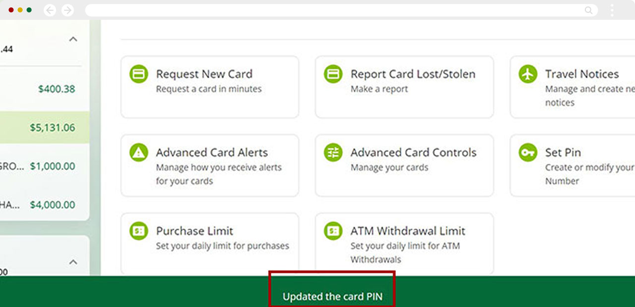 Changing my credit/debit card PIN desktop step 6
