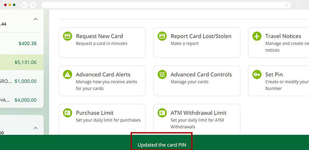 Changing my credit/debit card PIN desktop step 6