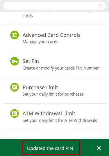 Changing my credit/debit card PIN mobile step 7