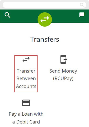 Transfer funds between my RCU accounts mobile step 2