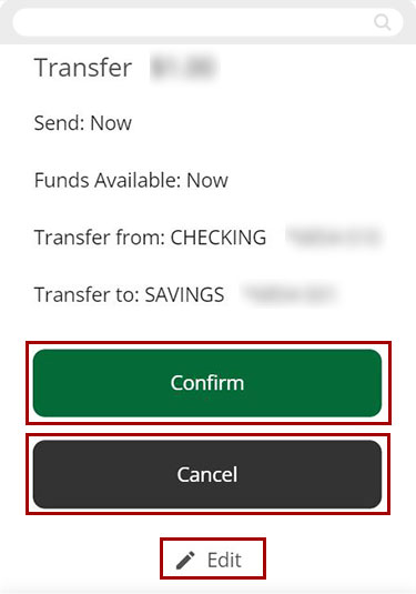 Transfer funds between my RCU accounts mobile step 7