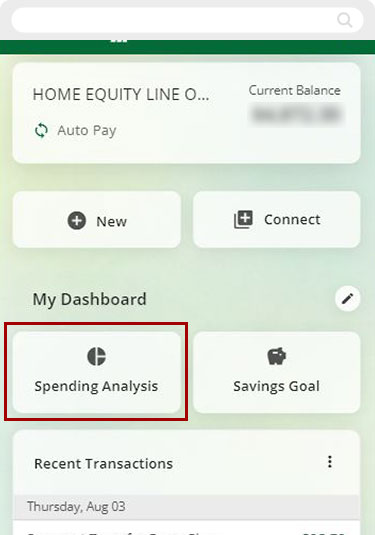 How to conduct a spending analysis with digital banking mobile step 1