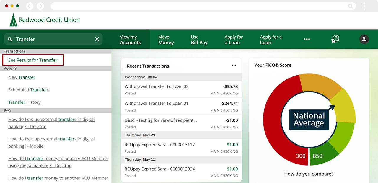 Looking up transactions in desktop, step 2