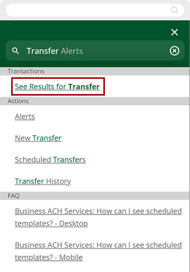 Looking up transactions in mobile, step 2