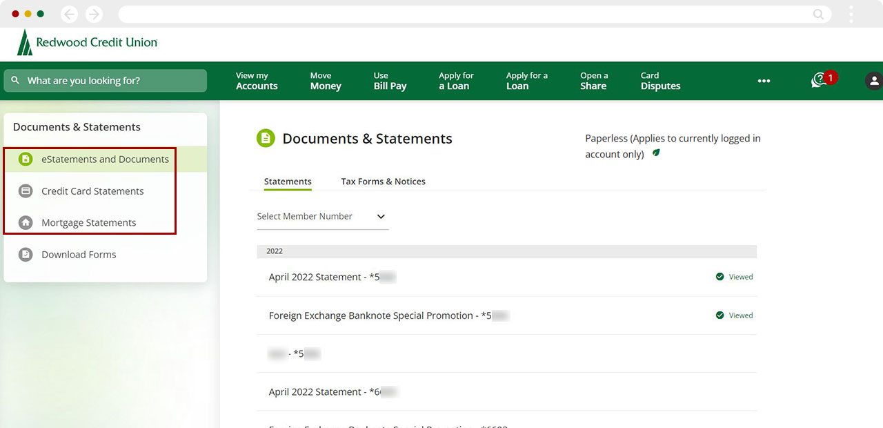View eStatements in desktop, step 2