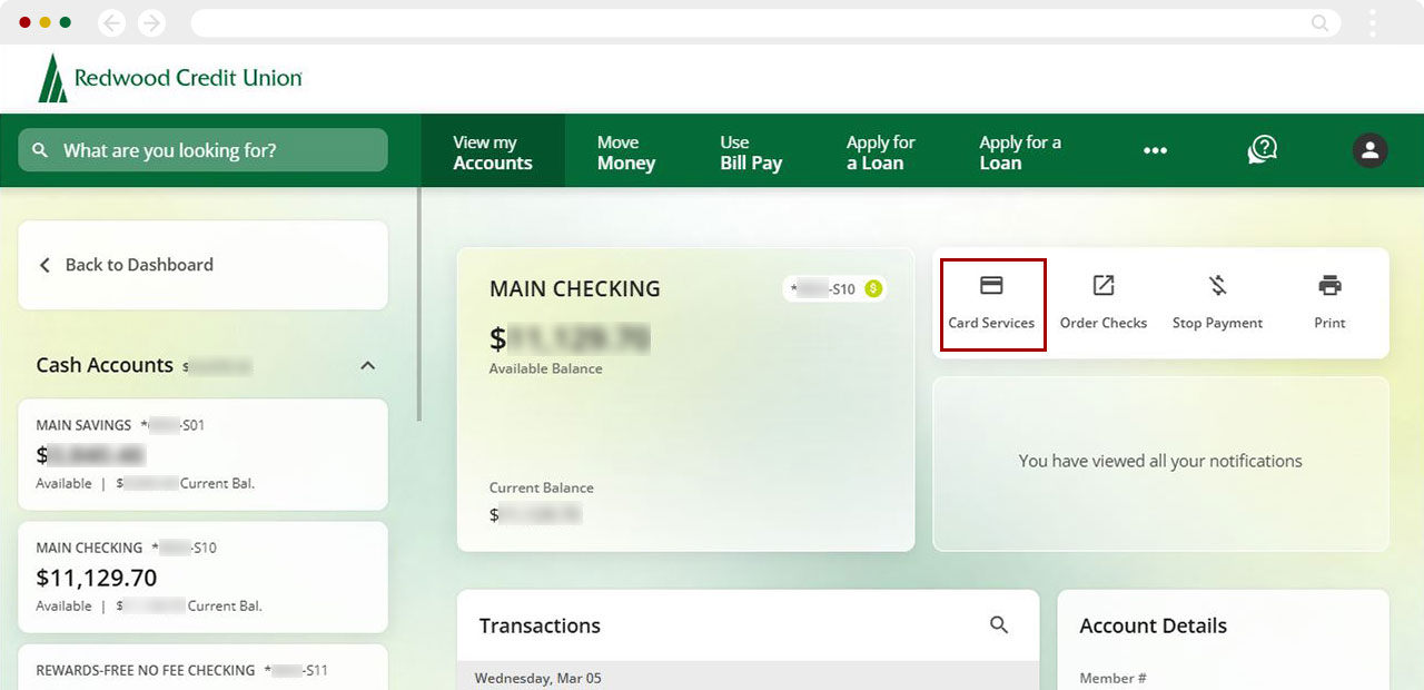 Activating a physical card in digital banking on desktop, step 2