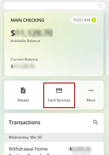 Activating a physical card in digital banking in mobile, step 2