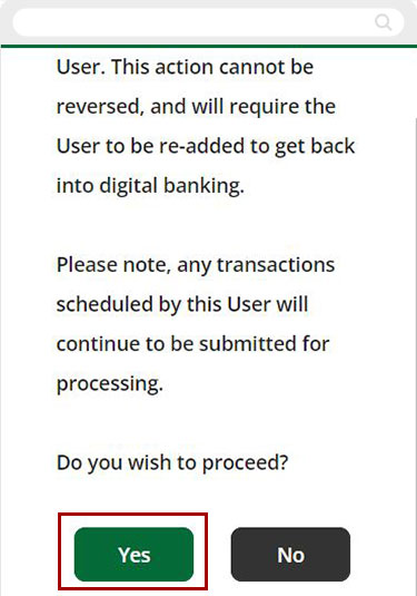 How to delete a User Mobile step 5
