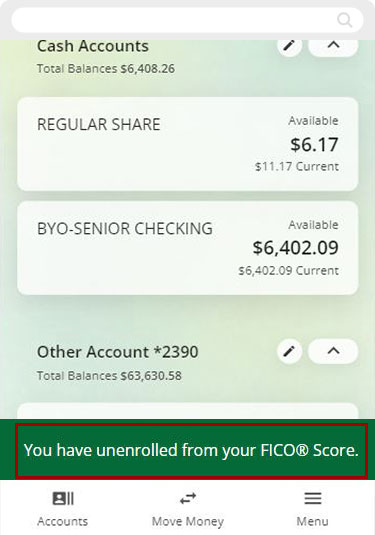 unenroll from viewing my FICO® Score mobile step 4