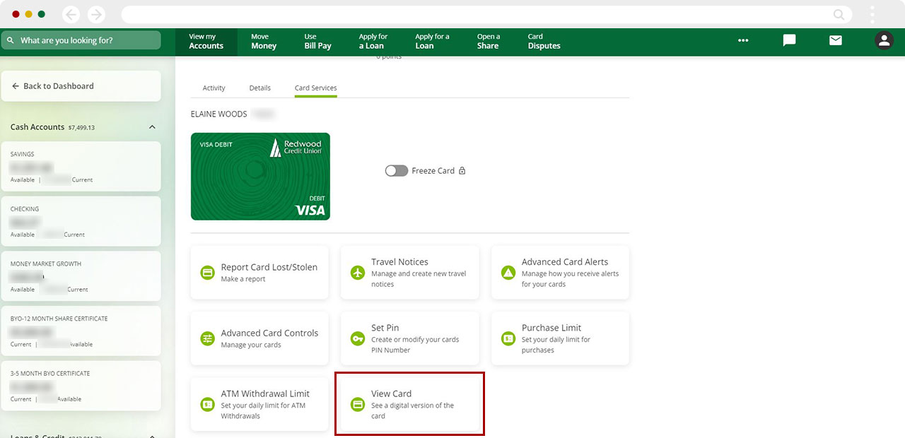 How to view my digital card in digital banking desktop step 3